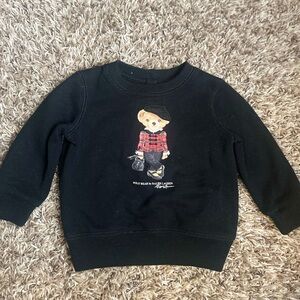 Ralph Lauren Polo Bear Black Crewneck Sweatshirt Baby Girls | Size 9 Months